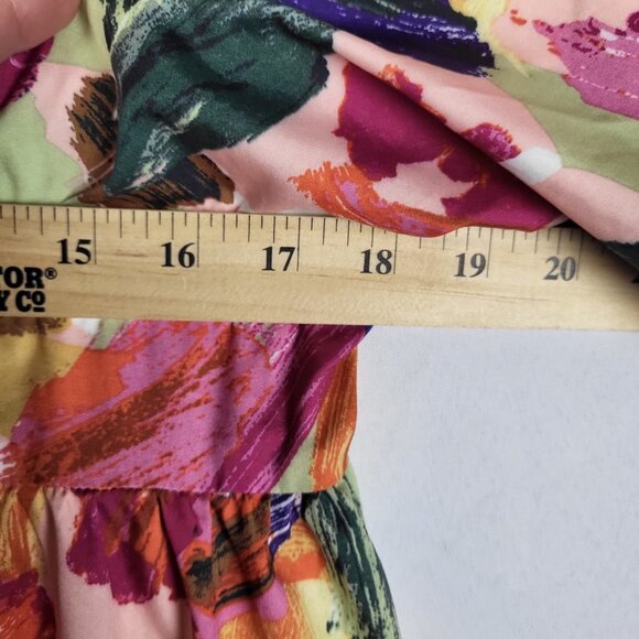 Shein Floral Maxi Dress Women's Large Multicolor Flutter Sleeve High Slit - Picture 7 of 9